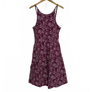 Pact Dress Fit & Flare Twist Back Size XL Organic Cotton Sangria Floral Midi